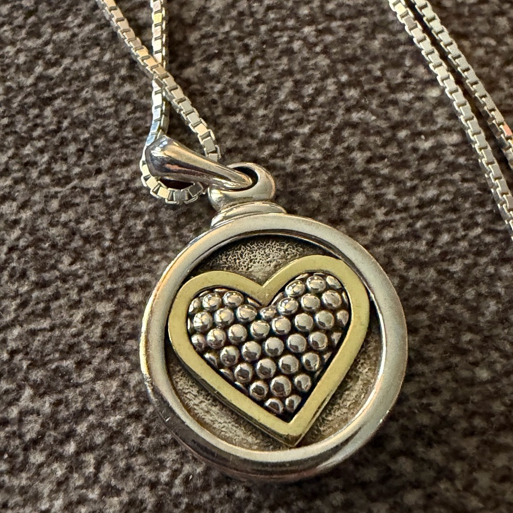 Lagos Heritage Pendant/Locket Sterling and 18k Gold,with 18”sterling box chain.